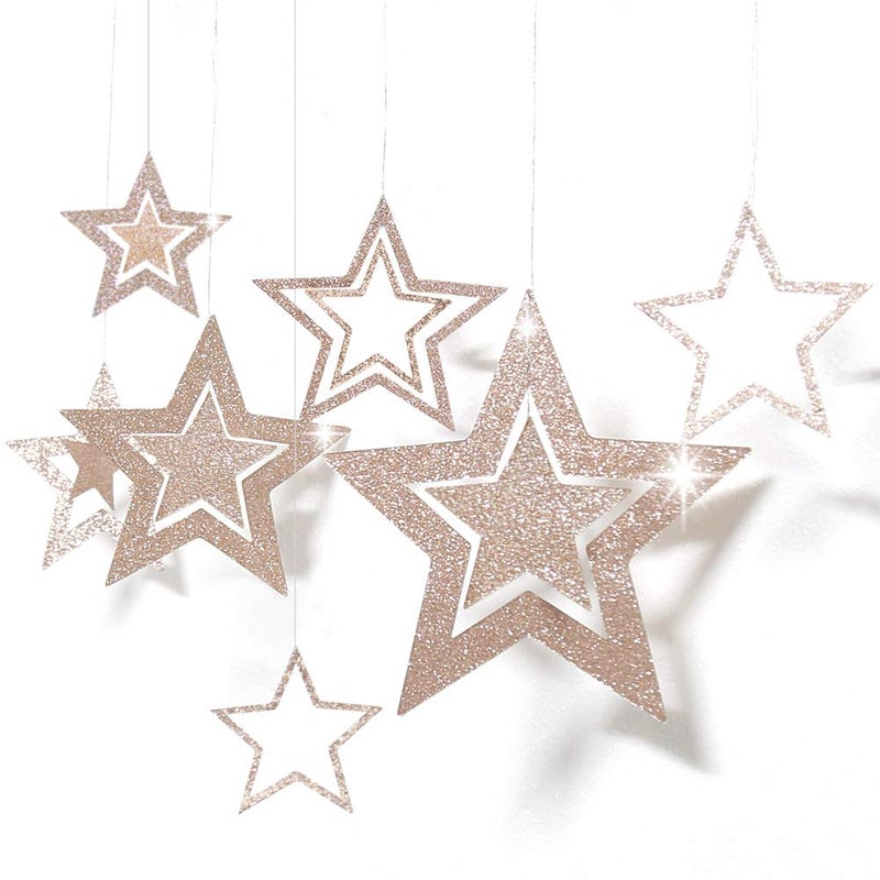 Decor365 Twinkle Star Garlands Champagne Gold Party Decorations Stars Banner Ceiling Hanging Decor Streamer Backdrop for Birthday Bachelorette Christmas New Year Eve Starry Night Theme Party Decor - Image 2